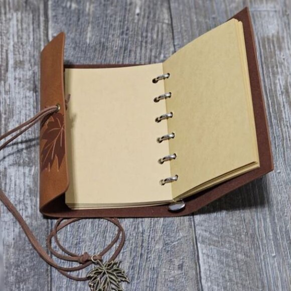 Brown Maple Leaf Diary Notebook Notepad Ledger - Picture 4 of 8